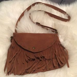 Brown Fringe Crossbody Purse with Adjustable Strap